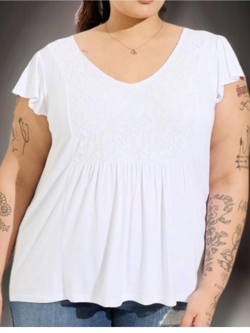 Plus Size White lace torrid super soft V-Neck Top